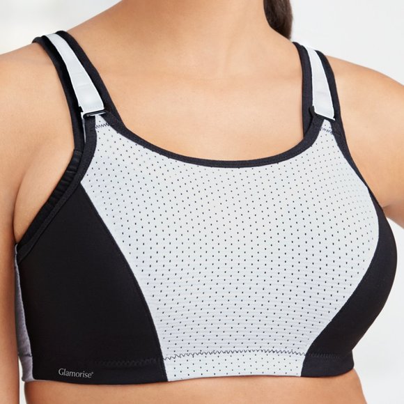 Glamorise SPORT Bra 42D (DOUBLE-LAYER) Wicking (PADDED-STRAPS) WHITE NEW - Picture 3 of 14